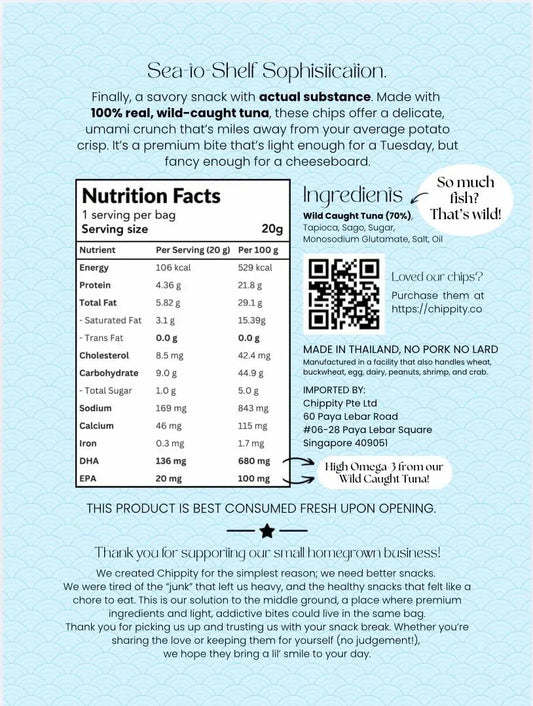Chippity Toro Chips back of pack — nutrition facts and ingredients.