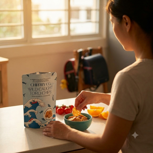Mum preparing Toro Chips snacks for kids — healthy lunchbox snack, Singapore